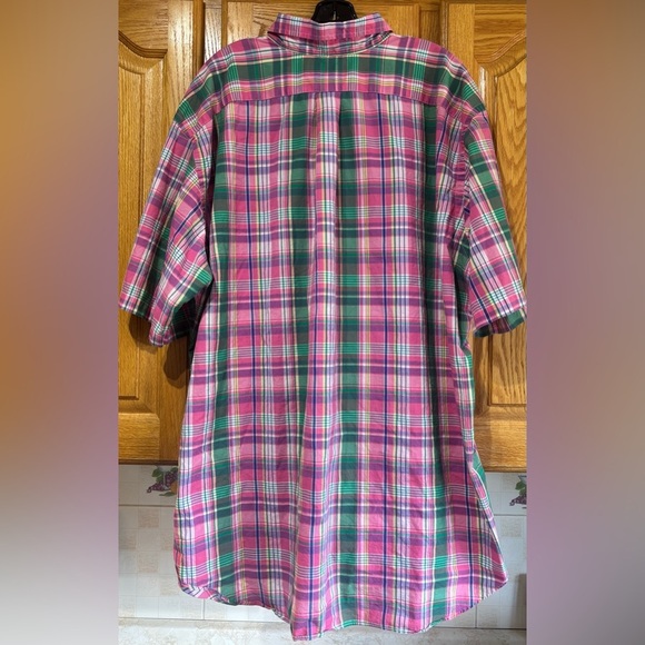 Polo Ralph Lauren Men's Pink and Green Plaid Shortsleeve Button Down Shirt 3XLT - Picture 5 of 6